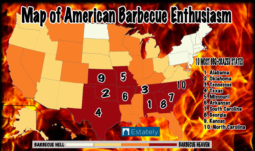 All Q'd Up | BBQ Map courtesy of Estately.