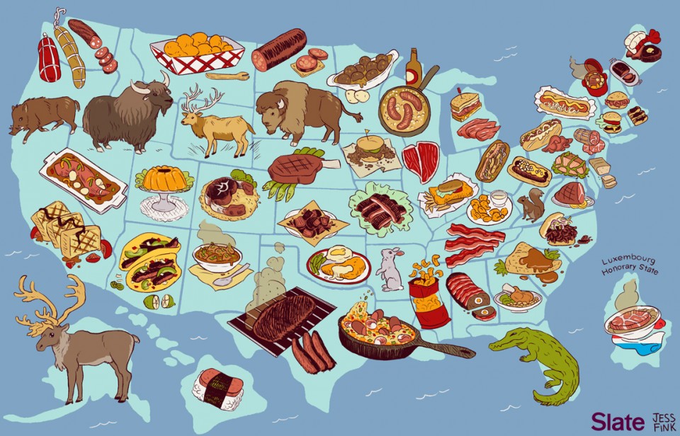 All Q'd Up | Meat by State, Image Courtesy of Slate